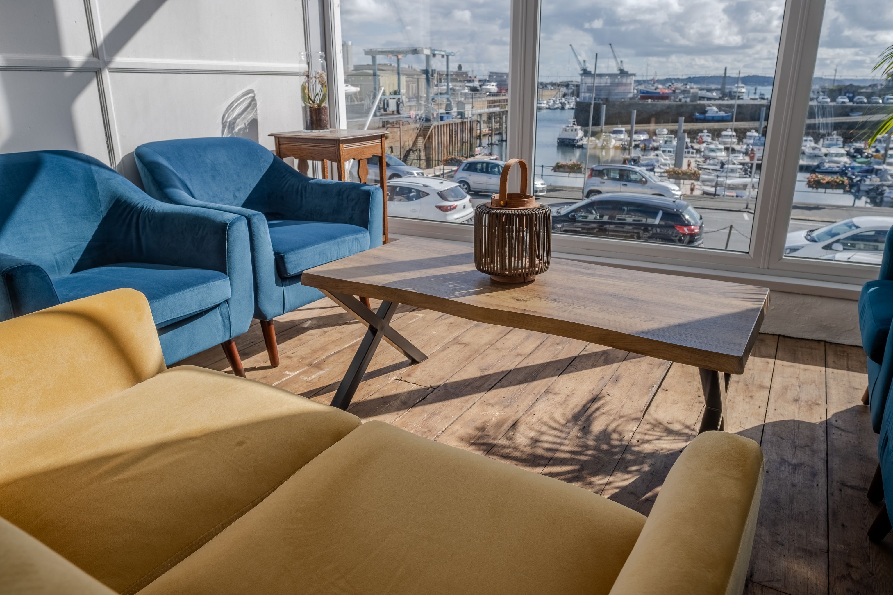 Relax with a glass of wine in our lounge area